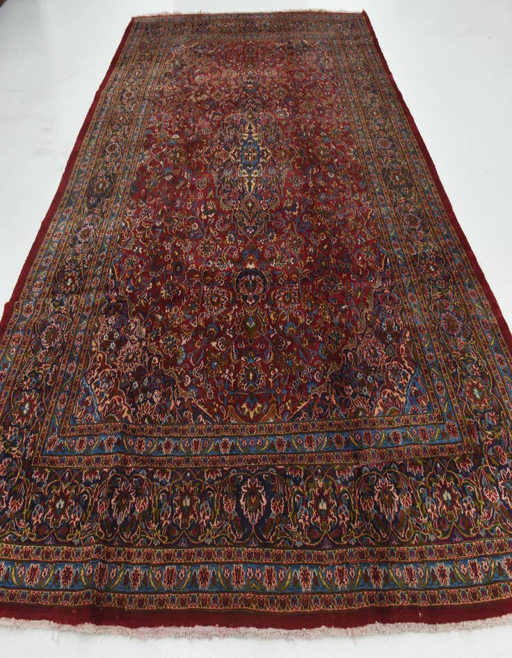 Detail image of  9' 8 x 13'  Hand Knotted Mashad Persian Wool Rug