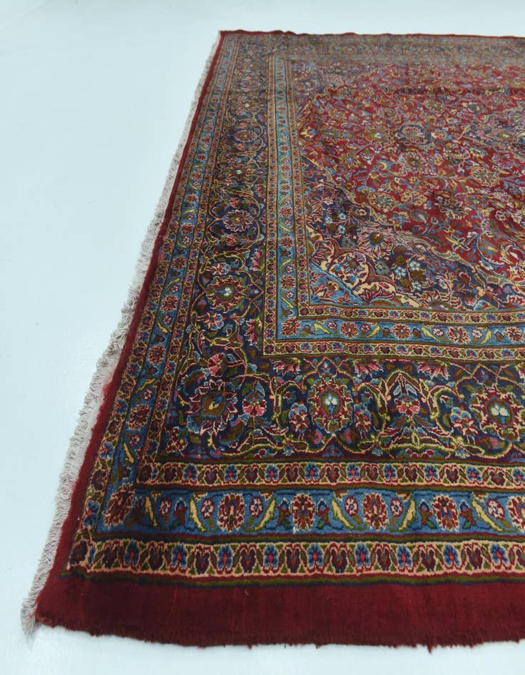 Detail image of  9' 8 x 13'  Hand Knotted Mashad Persian Wool Rug