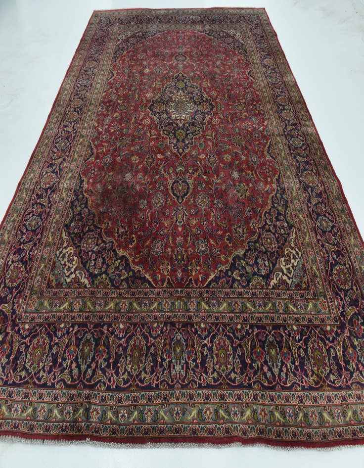 Detail image of  9' 6 x 12' 6  Hand Knotted Mashad Persian Wool Rug