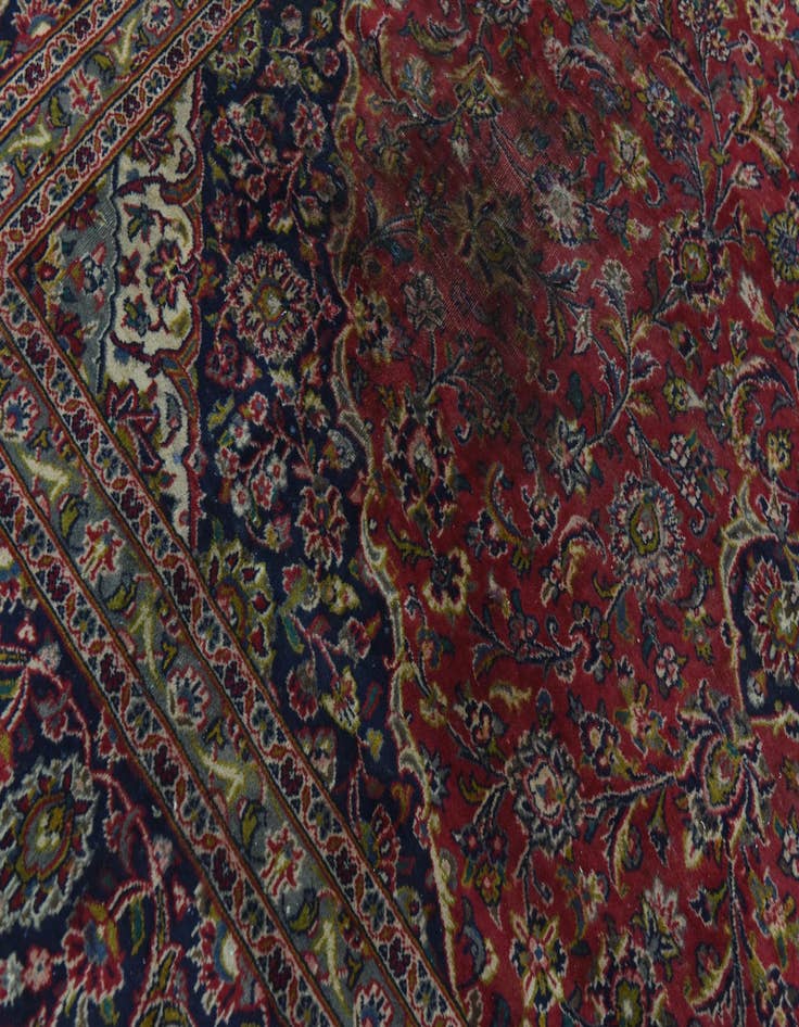 Detail image of  9' 6 x 12' 6  Hand Knotted Mashad Persian Wool Rug