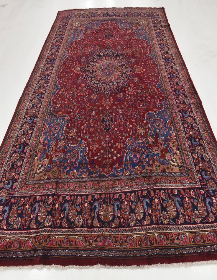 Detail image of  9' 7 x 12' 6  Hand Knotted Mashad Persian Wool Rug