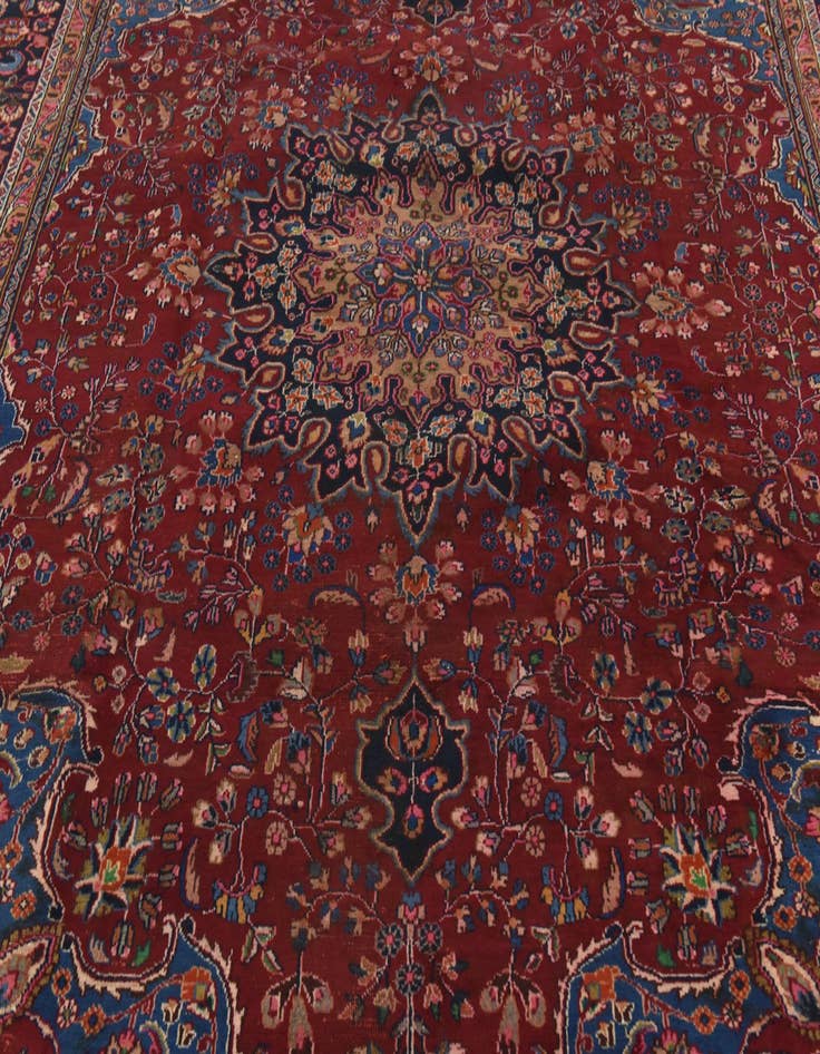 Detail image of  9' 7 x 12' 6  Hand Knotted Mashad Persian Wool Rug