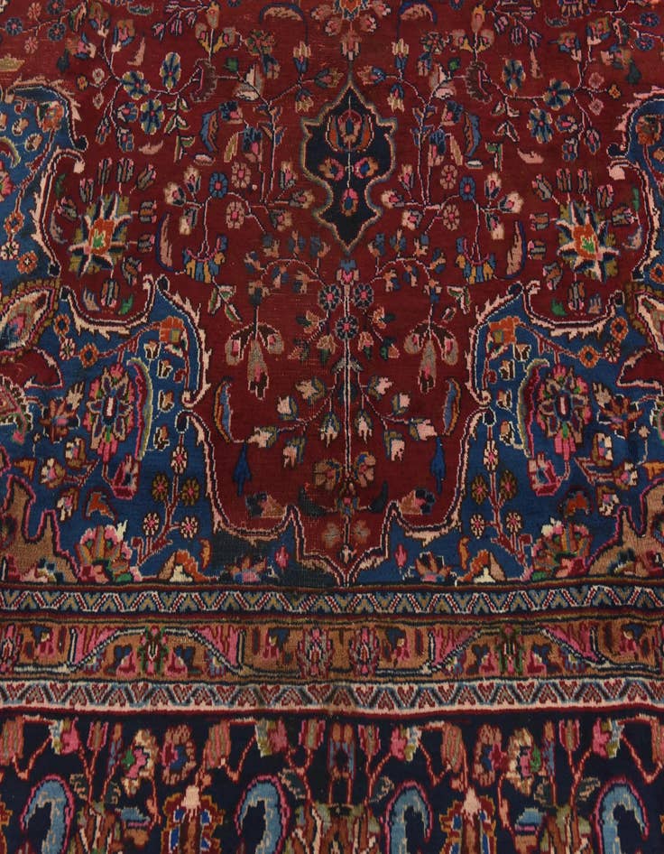 Detail image of  9' 7 x 12' 6  Hand Knotted Mashad Persian Wool Rug