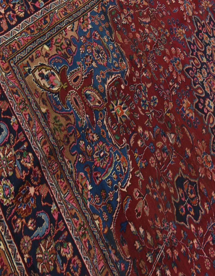 Detail image of  9' 7 x 12' 6  Hand Knotted Mashad Persian Wool Rug