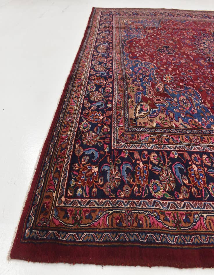 Detail image of  9' 7 x 12' 6  Hand Knotted Mashad Persian Wool Rug