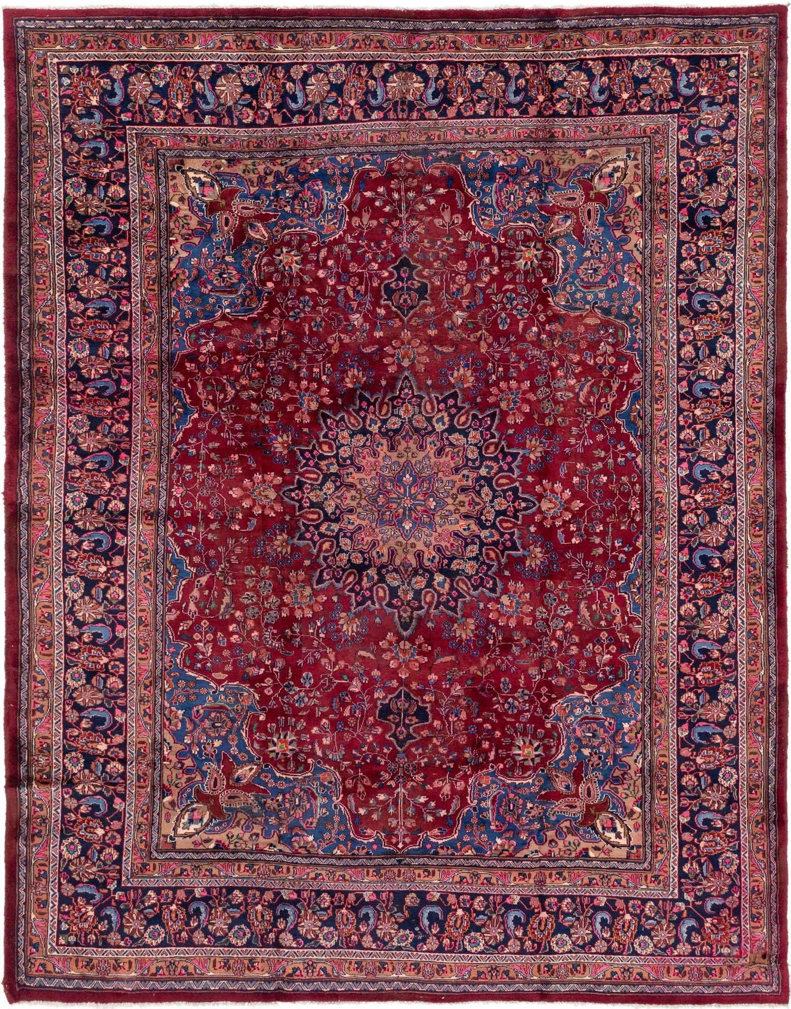 Primary image 9' 7 x 12' 6 Hand Knotted Mashad Persian Wool Rug