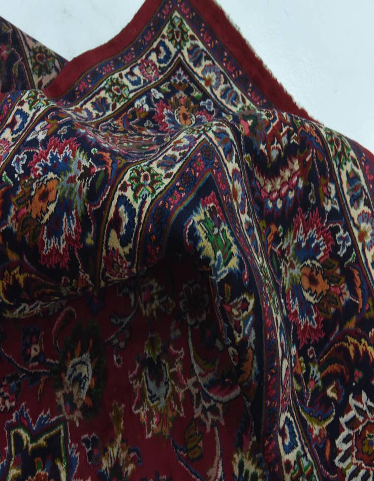 Detail image of  9' 9 x 12' 7  Hand Knotted Mashad Persian Wool Rug