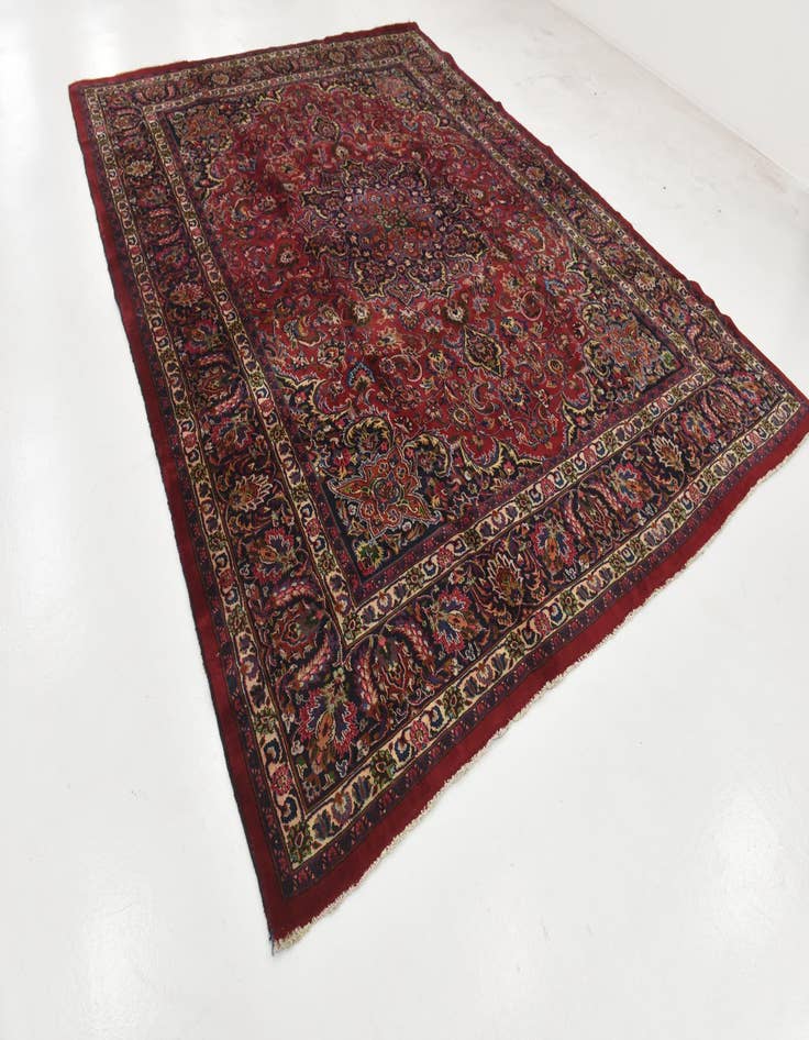 Detail image of  9' 9 x 12' 7  Hand Knotted Mashad Persian Wool Rug