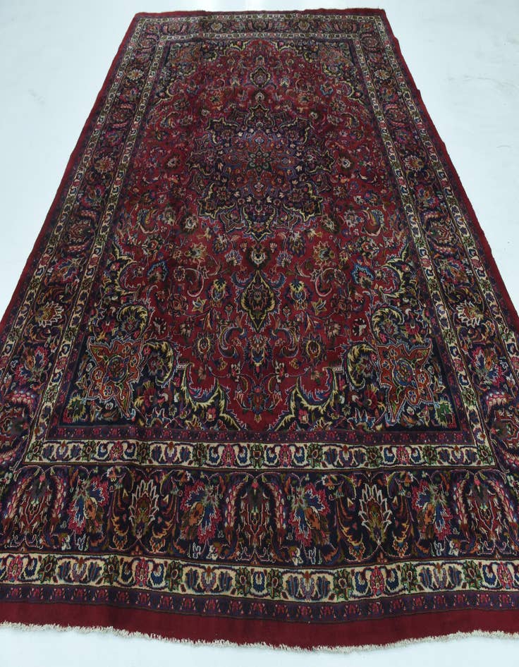 Detail image of  9' 9 x 12' 7  Hand Knotted Mashad Persian Wool Rug