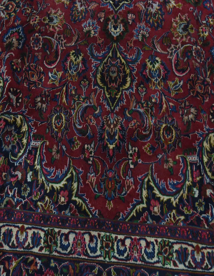 Detail image of  9' 9 x 12' 7  Hand Knotted Mashad Persian Wool Rug