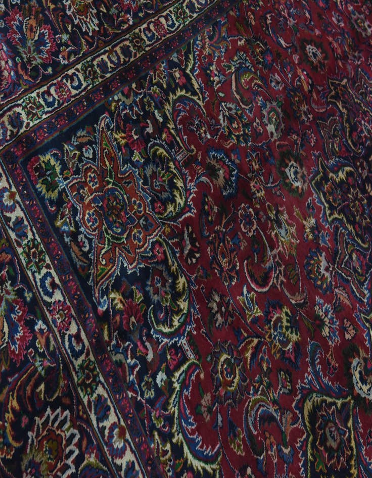 Detail image of  9' 9 x 12' 7  Hand Knotted Mashad Persian Wool Rug