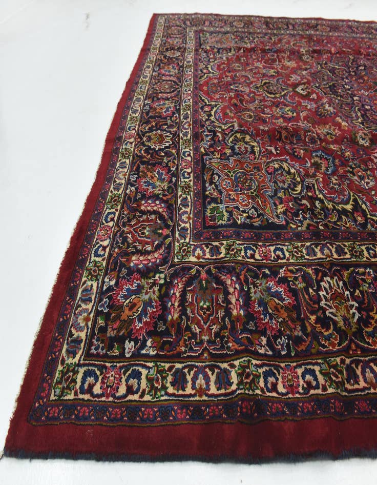 Detail image of  9' 9 x 12' 7  Hand Knotted Mashad Persian Wool Rug