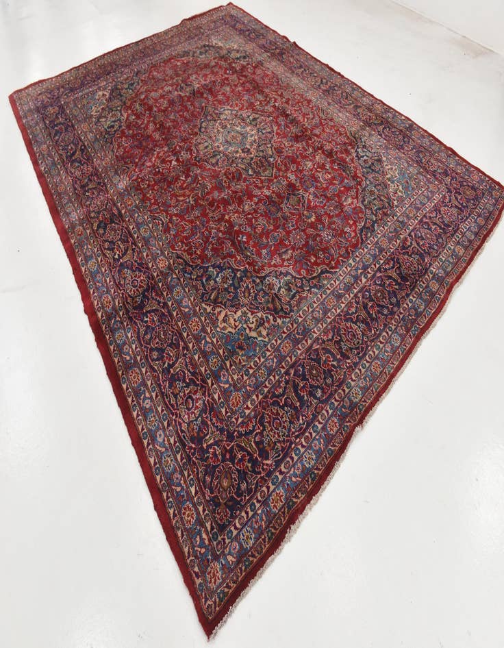 Detail image of  9' 8 x 12' 5  Hand Knotted Mashad Persian Wool Rug