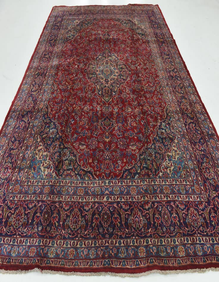 Detail image of  9' 8 x 12' 5  Hand Knotted Mashad Persian Wool Rug