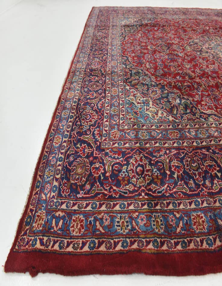 Detail image of  9' 8 x 12' 5  Hand Knotted Mashad Persian Wool Rug