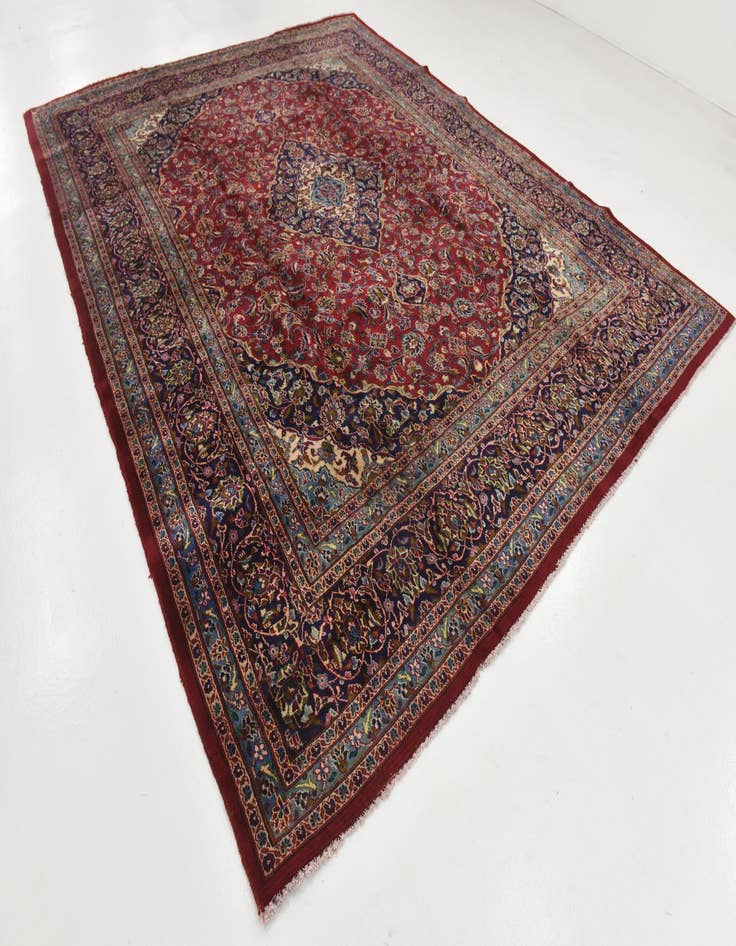 Detail image of  10' x 12' 8  Hand Knotted Mashad Persian Wool Rug