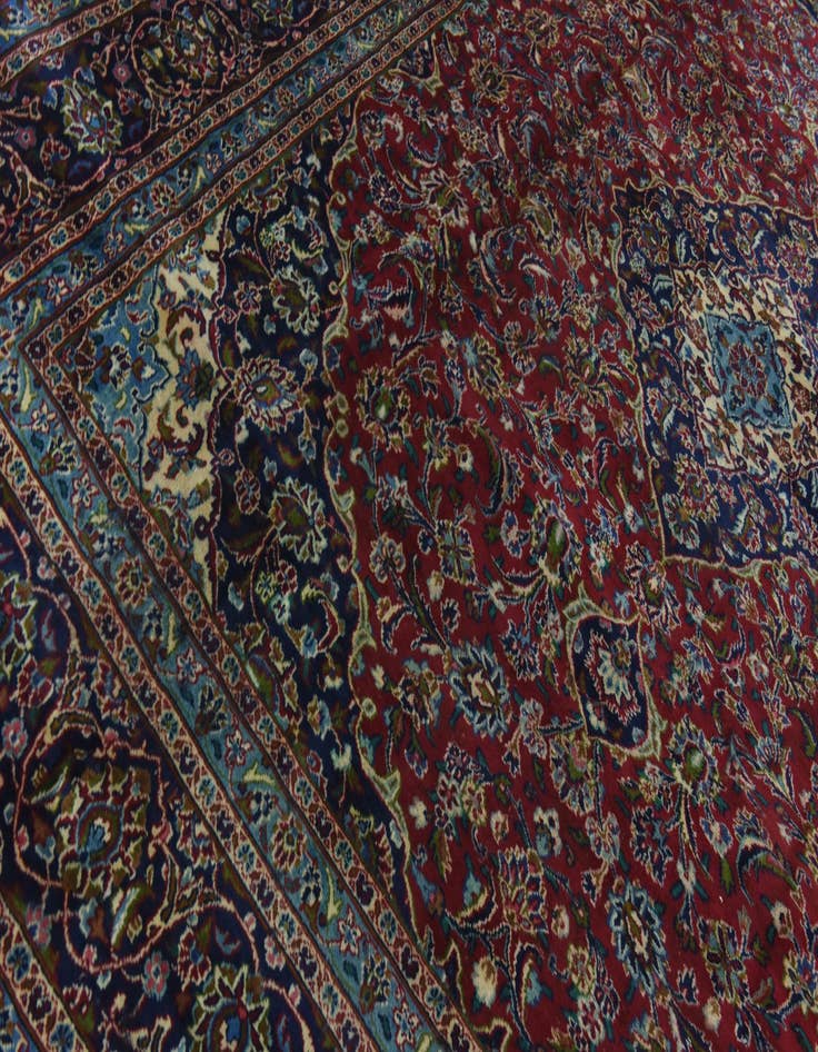 Detail image of  10' x 12' 8  Hand Knotted Mashad Persian Wool Rug