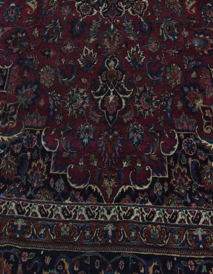 Detail image of 10' x 13' Hand Knotted Mashad Persian Wool Rug