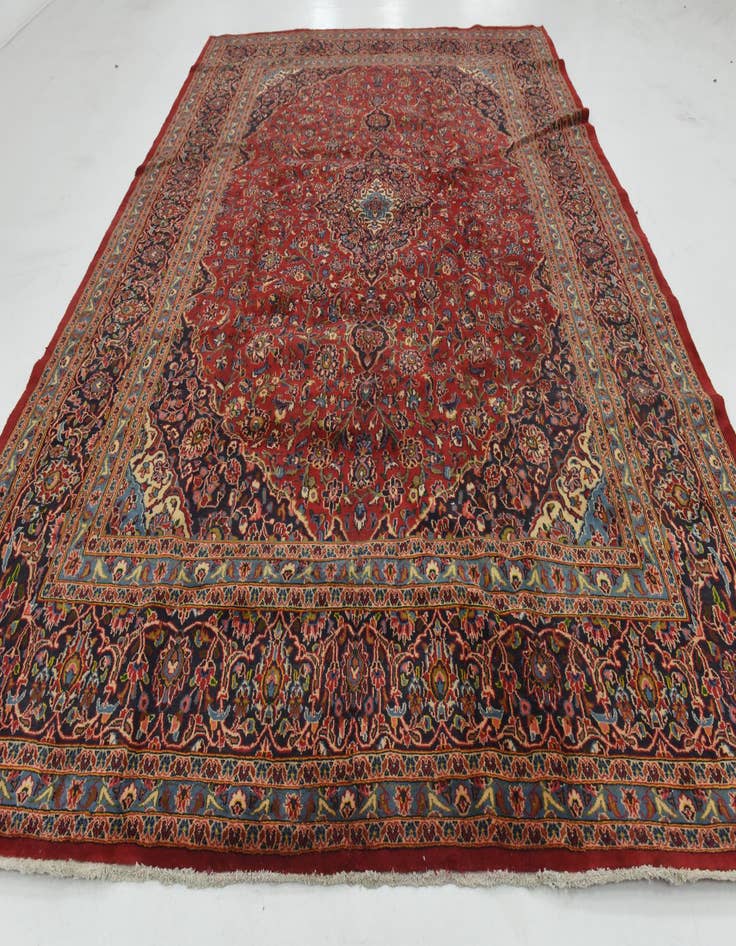 Detail image of  9' 7 x 13' 2  Hand Knotted Mashad Persian Wool Rug