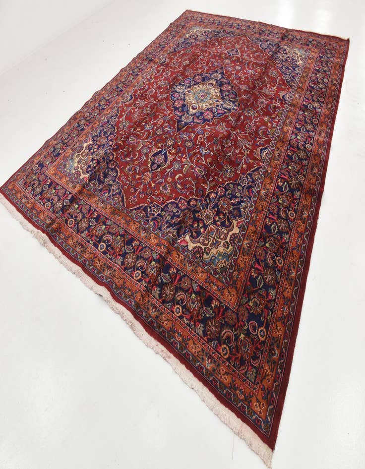 Detail image of  9' 9 x 12' 9  Hand Knotted Mashad Persian Wool Rug