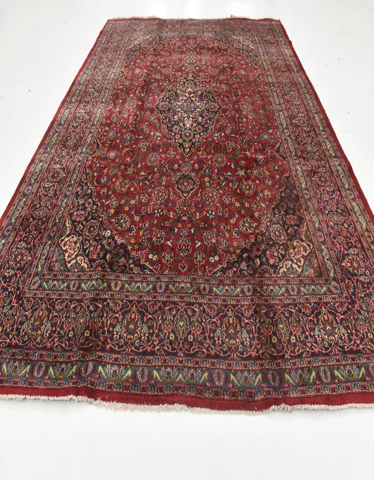 Detail image of  9' 8 x 12' 6  Hand Knotted Mashad Persian Wool Rug