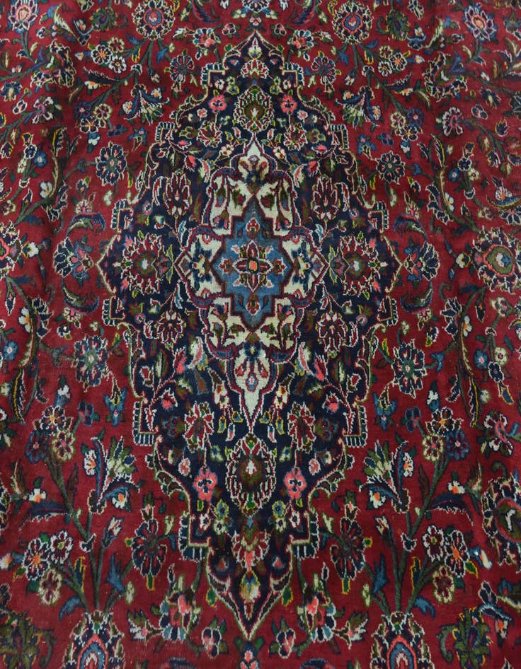 Detail image of  9' 8 x 12' 6  Hand Knotted Mashad Persian Wool Rug