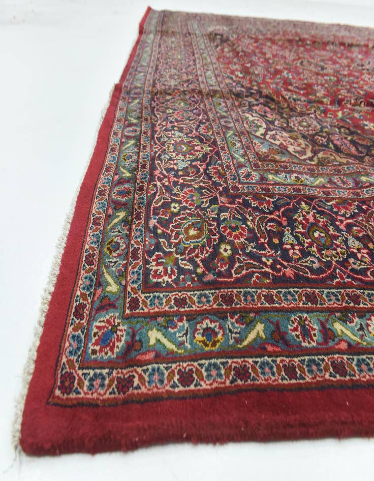 Detail image of  9' 8 x 12' 6  Hand Knotted Mashad Persian Wool Rug