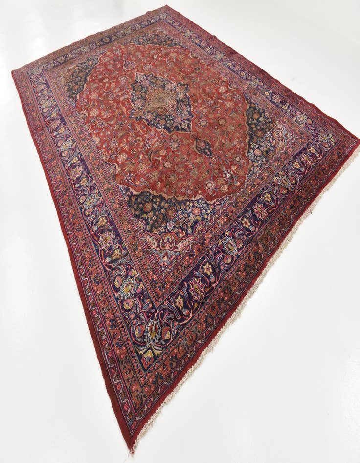 Detail image of  9' 8 x 12' 6  Hand Knotted Mashad Persian Wool Rug