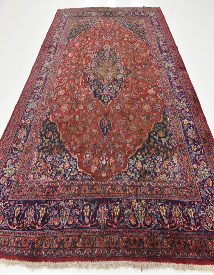 Detail image of  9' 8 x 12' 6  Hand Knotted Mashad Persian Wool Rug