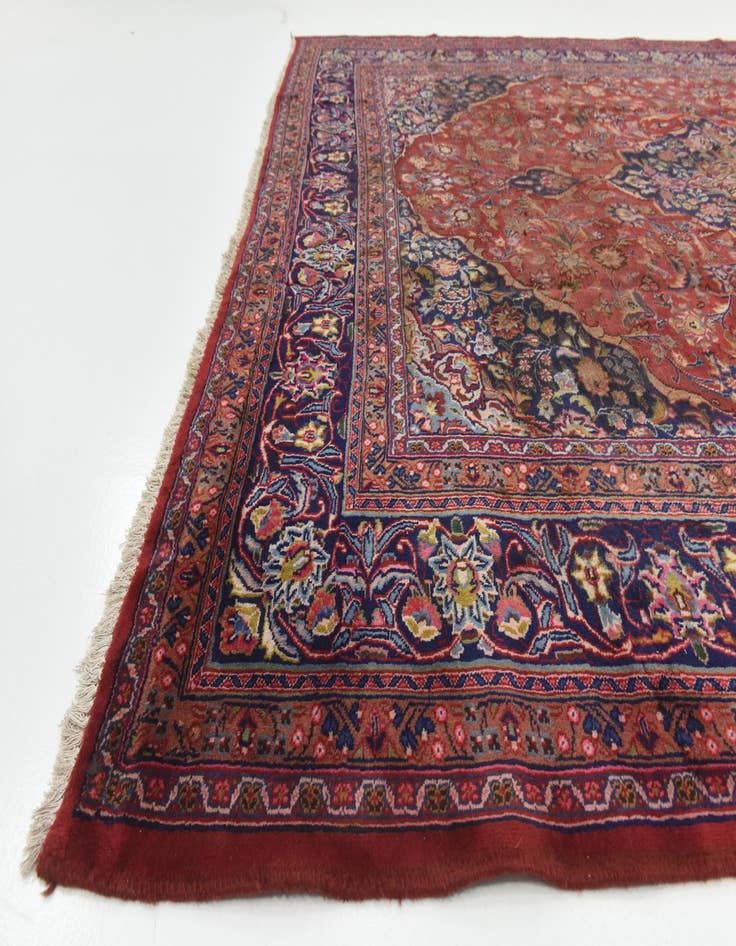 Detail image of  9' 8 x 12' 6  Hand Knotted Mashad Persian Wool Rug