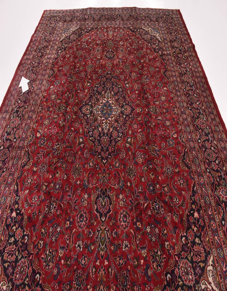 Detail image of  9' 9 x 12' 8  Hand Knotted Mashad Persian Wool Rug