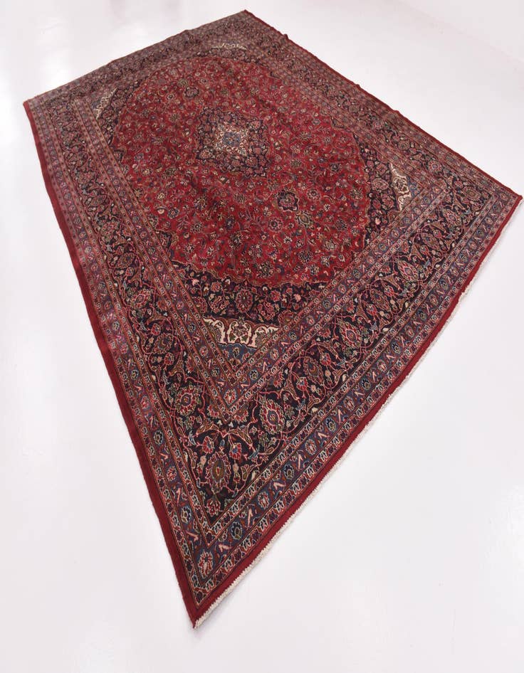 Detail image of  9' 9 x 12' 8  Hand Knotted Mashad Persian Wool Rug