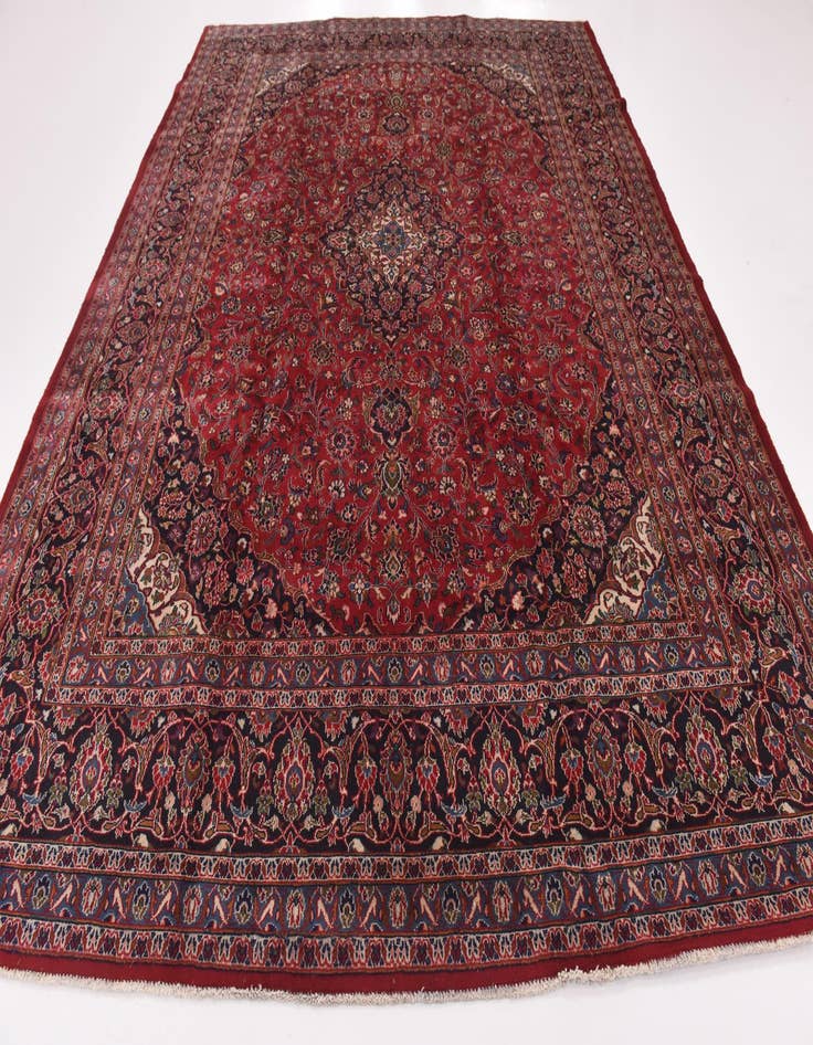 Detail image of  9' 9 x 12' 8  Hand Knotted Mashad Persian Wool Rug