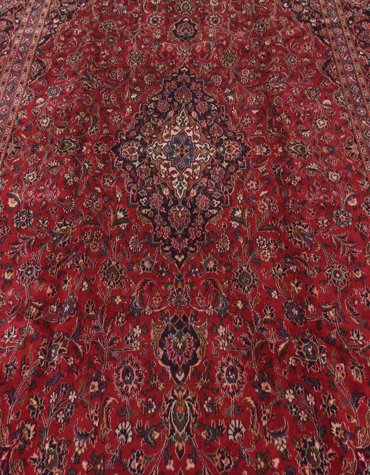 Detail image of  9' 9 x 12' 8  Hand Knotted Mashad Persian Wool Rug