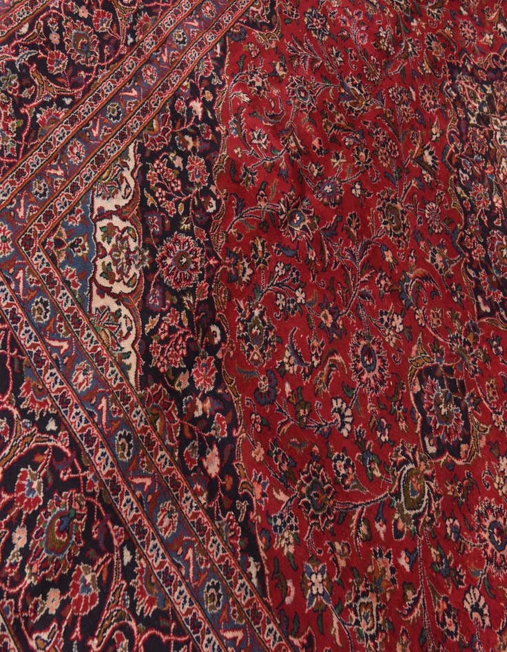Detail image of  9' 9 x 12' 8  Hand Knotted Mashad Persian Wool Rug