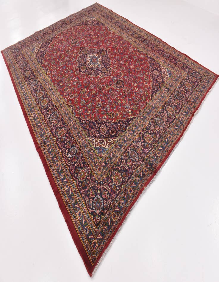 Detail image of  9' 9 x 12' 7  Hand Knotted Mashad Persian Wool Rug