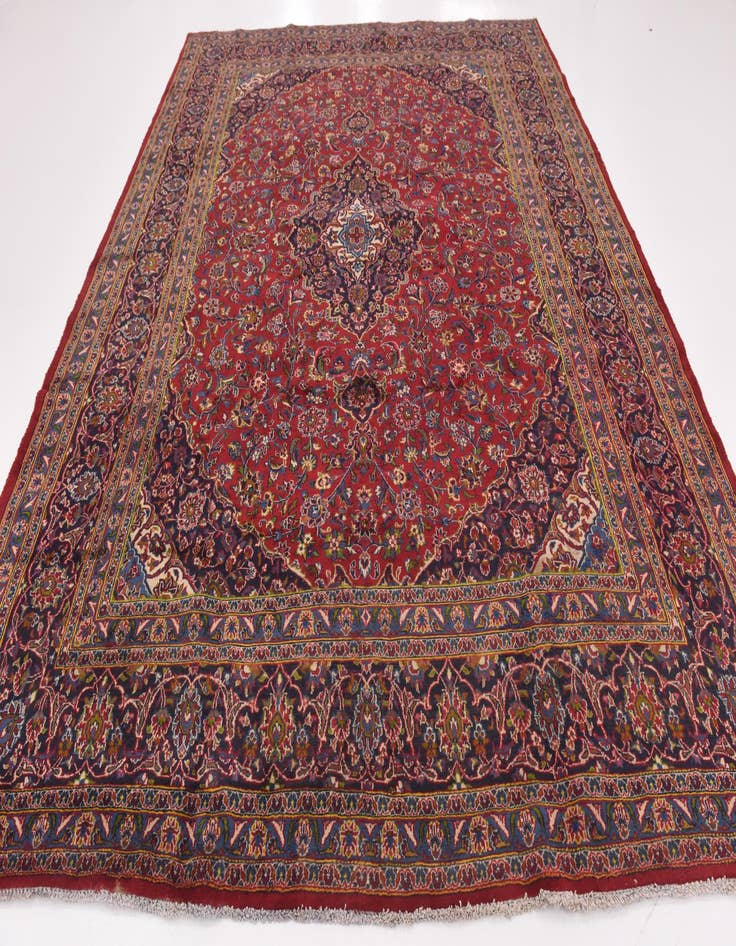 Detail image of  9' 9 x 12' 7  Hand Knotted Mashad Persian Wool Rug