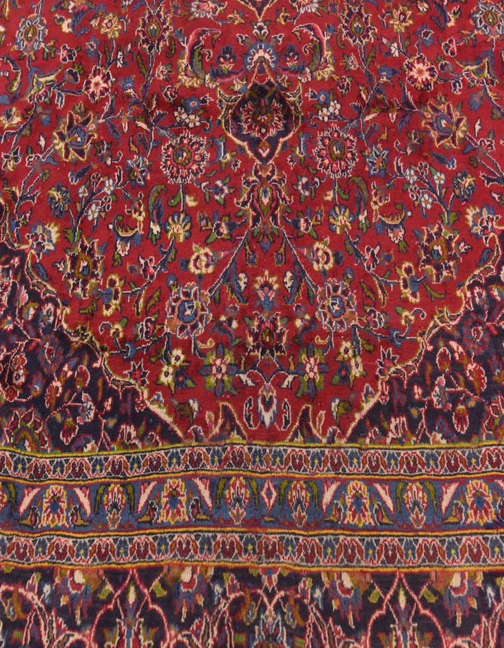 Detail image of  9' 9 x 12' 7  Hand Knotted Mashad Persian Wool Rug