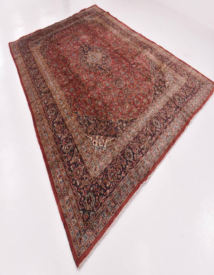 Detail image of  9' 6 x 13'  Hand Knotted Mashad Persian Wool Rug