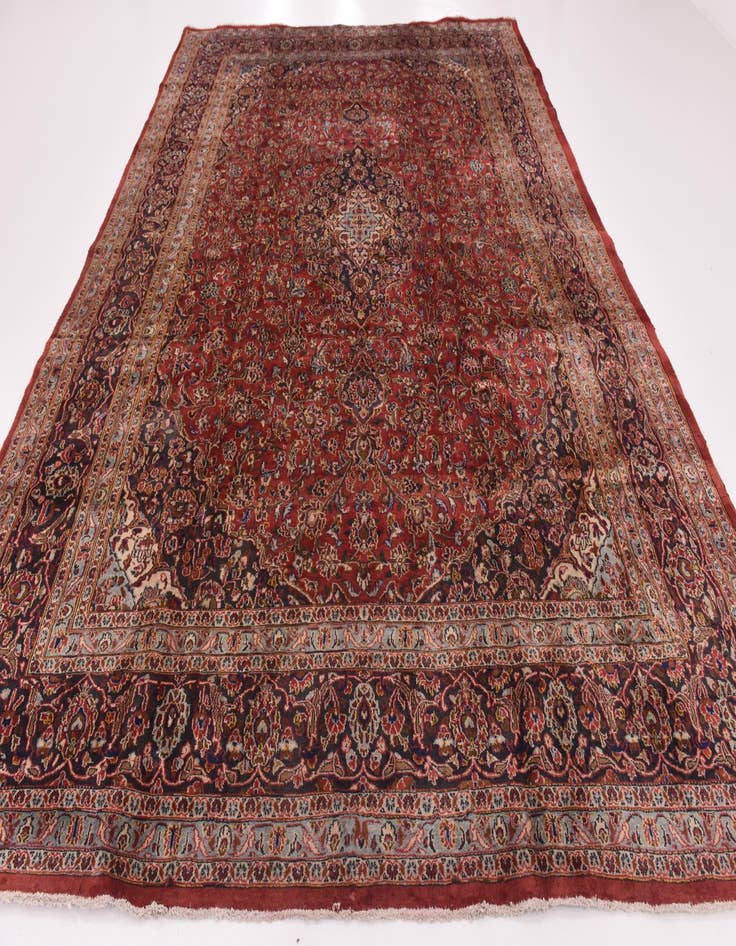 Detail image of  9' 6 x 13'  Hand Knotted Mashad Persian Wool Rug