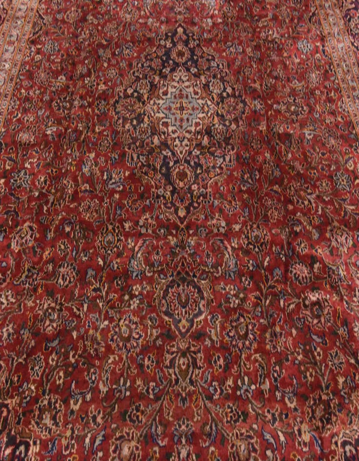 Detail image of  9' 6 x 13'  Hand Knotted Mashad Persian Wool Rug