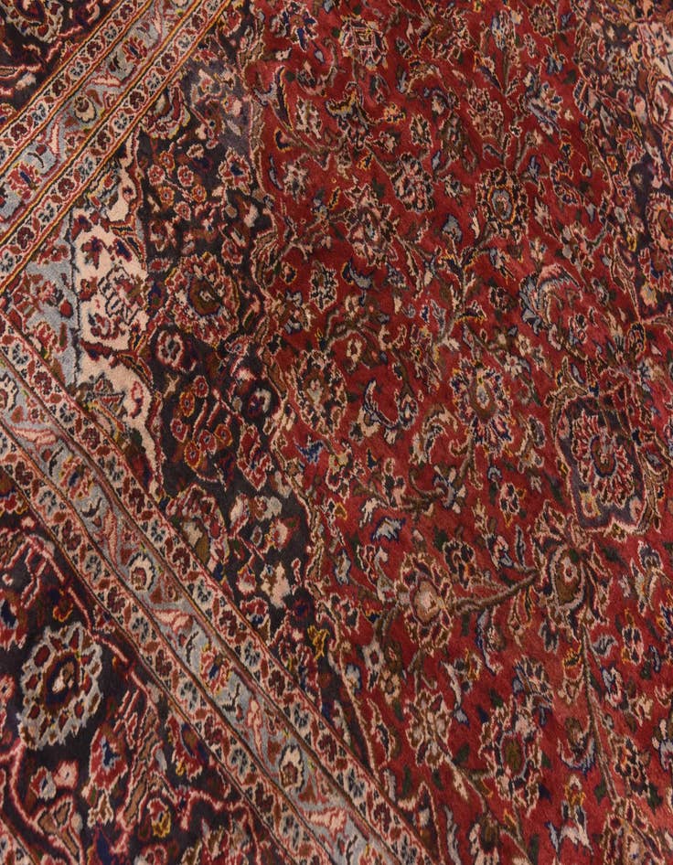 Detail image of  9' 6 x 13'  Hand Knotted Mashad Persian Wool Rug