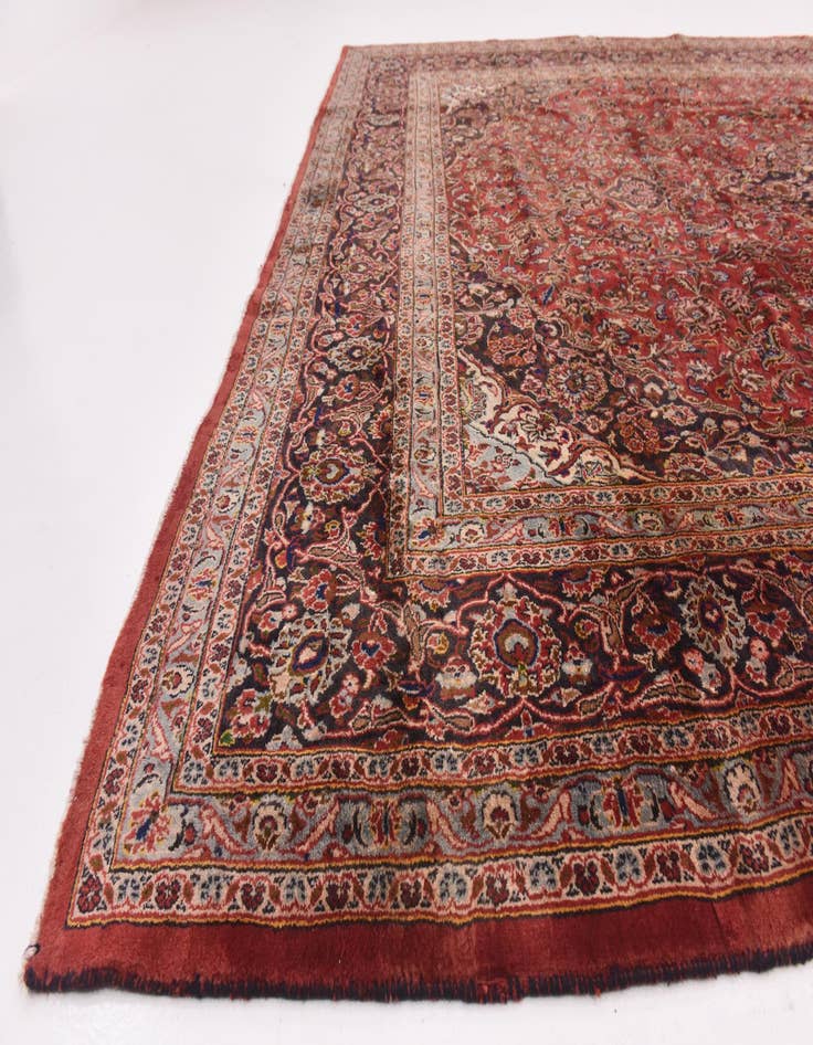 Detail image of  9' 6 x 13'  Hand Knotted Mashad Persian Wool Rug