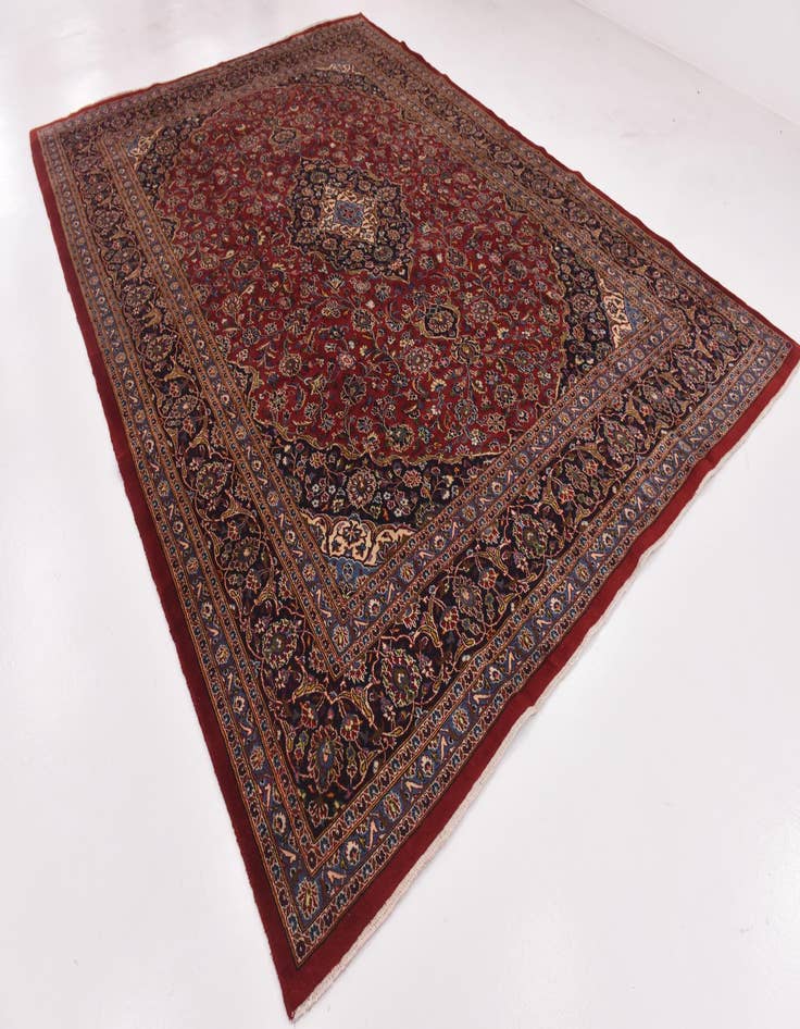 Detail image of  9' 6 x 13'  Hand Knotted Mashad Persian Wool Rug