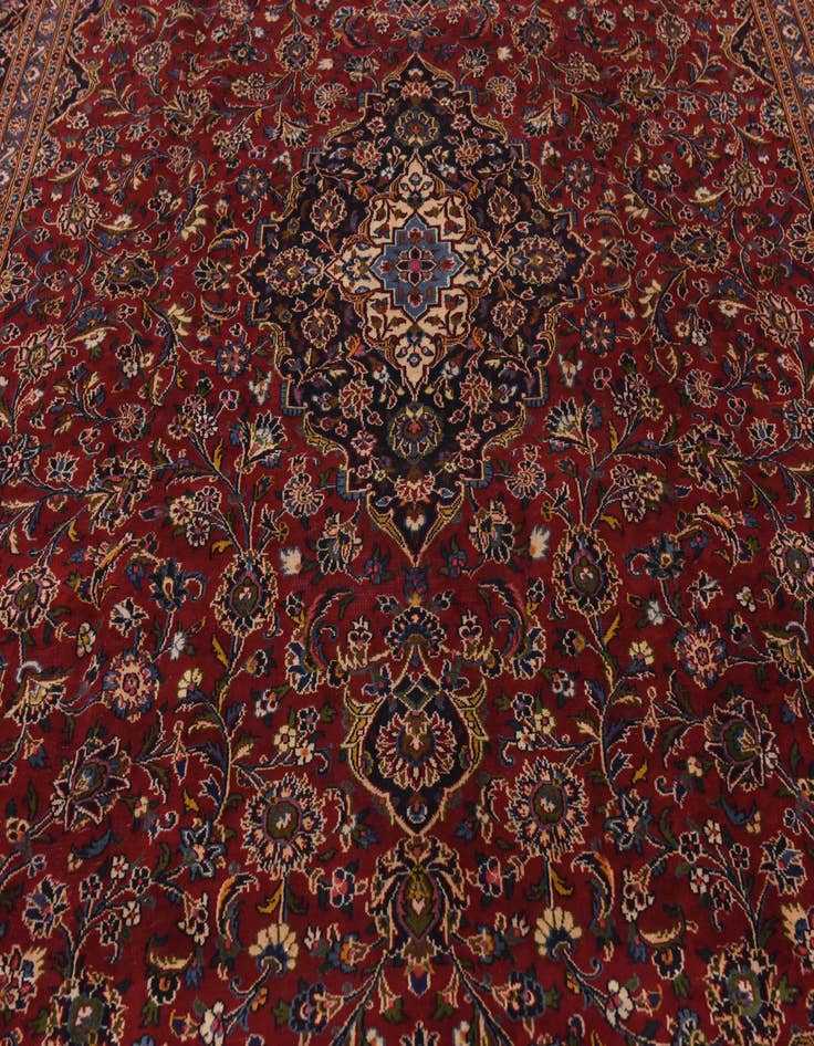 Detail image of  9' 6 x 13'  Hand Knotted Mashad Persian Wool Rug