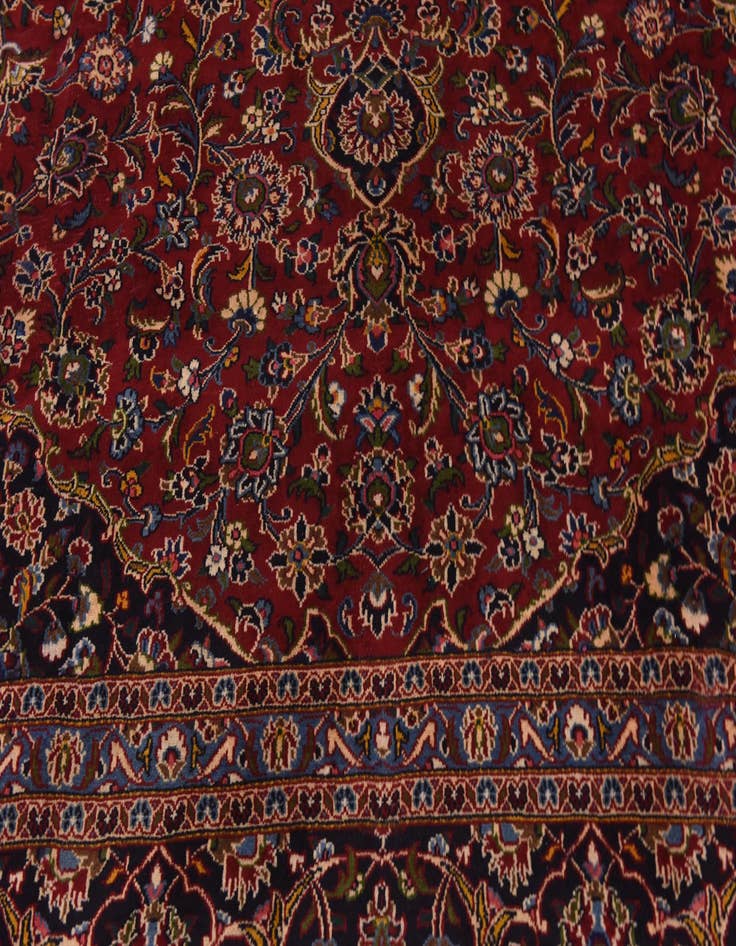 Detail image of  9' 6 x 13'  Hand Knotted Mashad Persian Wool Rug