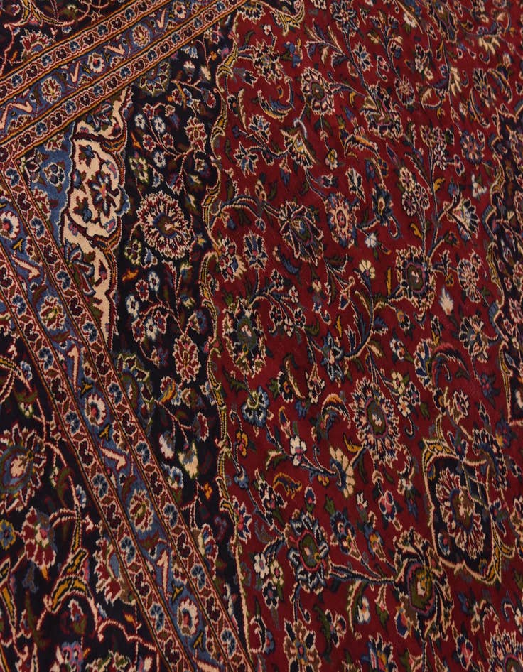Detail image of  9' 6 x 13'  Hand Knotted Mashad Persian Wool Rug