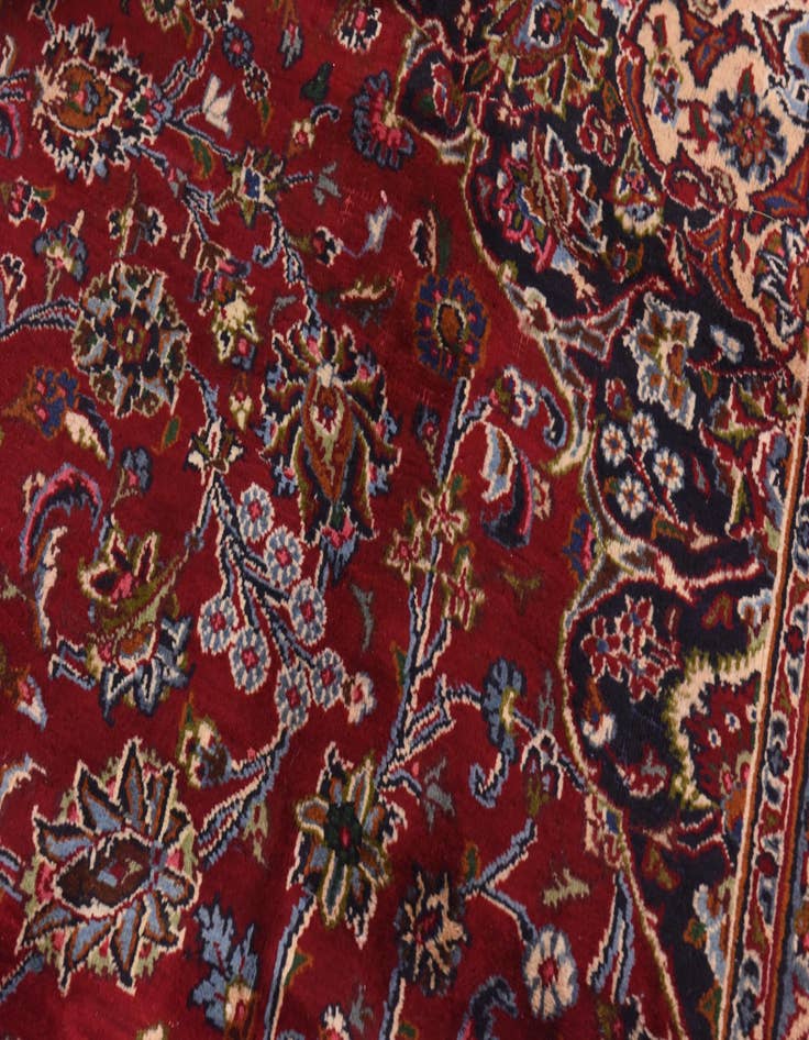 Detail image of  9' 7 x 13'  Hand Knotted Mashad Persian Wool Rug