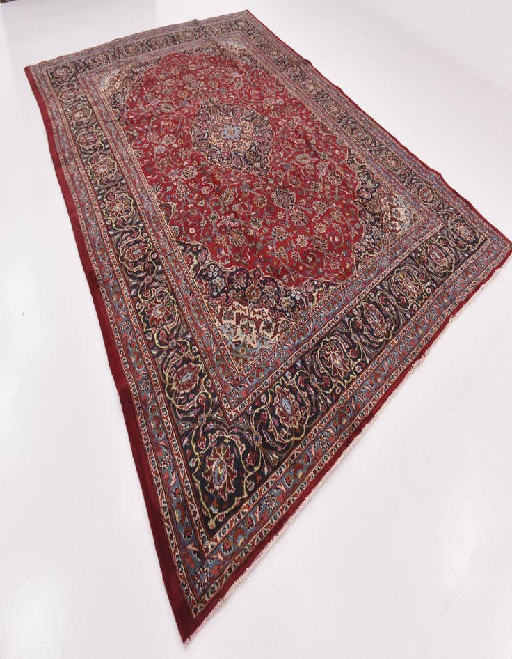 Detail image of  9' 7 x 13'  Hand Knotted Mashad Persian Wool Rug