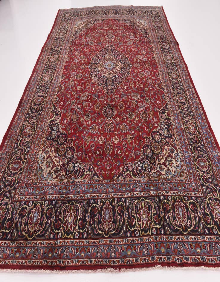 Detail image of  9' 7 x 13'  Hand Knotted Mashad Persian Wool Rug